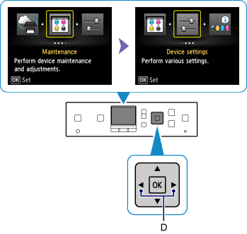 Setup screen: Select Device settings